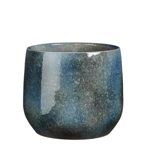 Visuel 1 du produit Pot rond coloris bleu en terre cuite Hugo Mica Decorations - 21 x Ø 22 cm