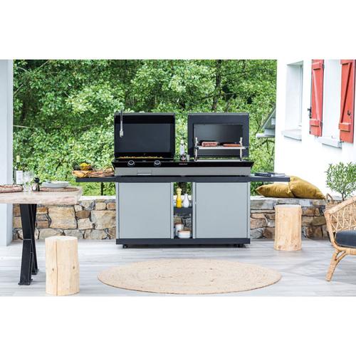 Visuel 6 du produit Combi plancha et gril 60 en acier noir et gris 150 x 60 x 24 cm