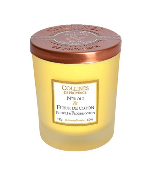 Visuel 1 du produit Bougie parfumée cire végétale Collines de Provence duo parfumé Néroli Fleur de coton - 180 g