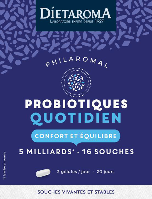 Visuel 1 du produit Complément alimentaire confort et équilibre probiotiques quotidien Dietaroma Philaromal - 60 gélules
