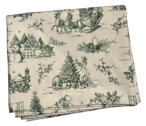 Visuel 1 du produit Nappe blanche à motifs vert en coton Vive-le-vent - 150 x 250 cm