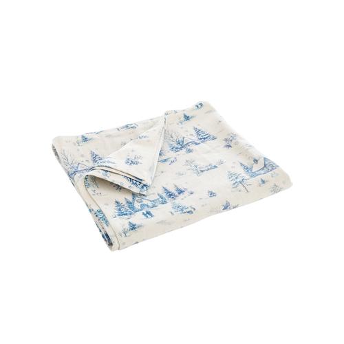 Visuel 1 du produit Nappe en coton blanc avec paysage hivernal bleu Holidays - 250 x 150 cm