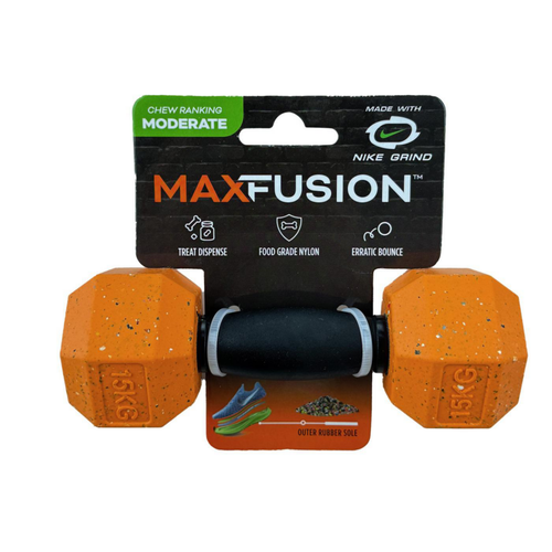 Visuel 2 du produit Jouet pour chien en caoutchouc naturel et Nike Grind coloris orange haltère flottante Max Fusion - Taille M