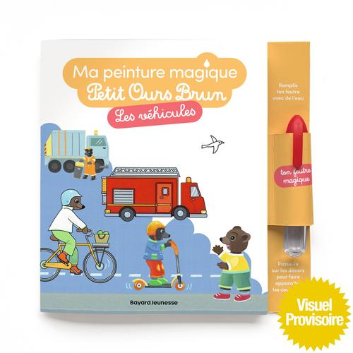 Visuel 1 du produit Livre jeu "Ma peinture magique -  Petit ours brun, Les véhicules" aux Éditions Bayard jeunesse