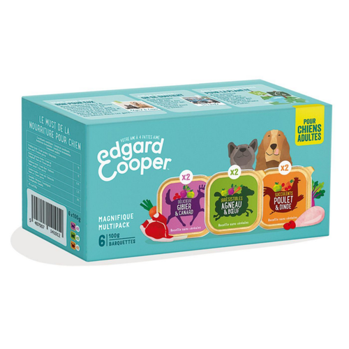 Visuel 1 du produit Pâtée pour chien adulte au poulet, gibier, agneau multipack ans céréales Edgard & Cooper - 6 x 100 g