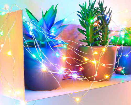 Visuel 1 du produit Guirlande lumineuse animée à 150 micro-LED multicolore sur câble argent - 7,5 m