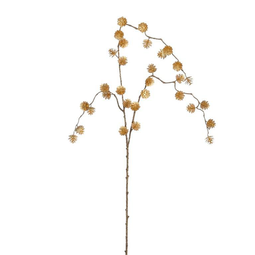 Visuel 1 du produit Branche artificielle avec pommes de pin or - 94 x 10 cm