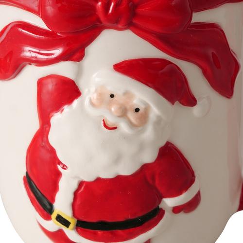 Visuel 2 du produit Tasse jumbo en poterie rouge et blanc 500 ml Eskil - 13,5 x 9,5 x 11,5 cm