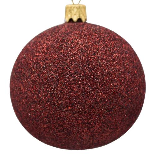 Visuel 1 du produit Boule de Noël en verre bordeaux avec étoile filante or - Ø 7 cm