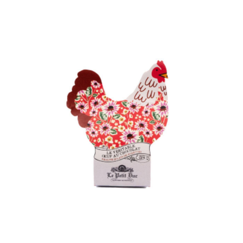 Visuel 4 du produit Véritable œuf coquille au chocolat praliné avec éclats de noisettes dans étui forme poule Le Petit Duc - 50 g