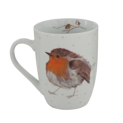 Visuel 4 du produit Mug en porcelaine blanche avec rouge gorge Robin - 330 ml