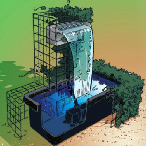 Visuel 4 du produit Kit lame d'eau éclairée LED, UBBINK Niagara Set - 30x12,5cm, livraison incluse