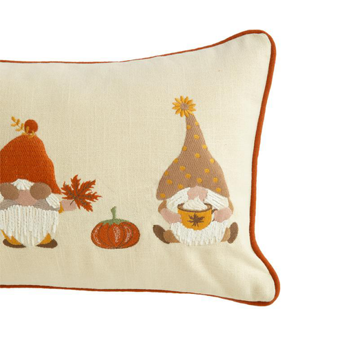 Visuel 2 du produit Coussin en coton crème décor 3 gnomes orange - 50 x 30 cm