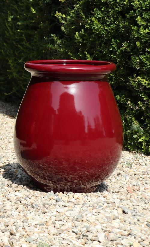 Visuel 1 du produit Pot jarre en terre émaillée coloris cerise Les Poteries d'Albi Jarre Provençale - Ø 23 x H 41 cm