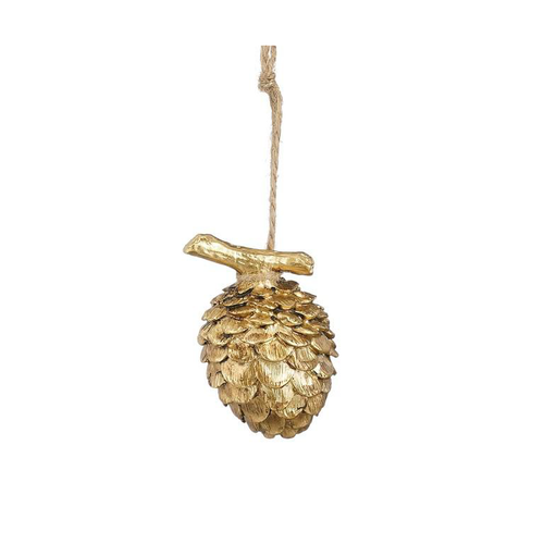 Visuel 1 du produit Décoration à suspendre petite pomme de pin dorée - Ø 4 x H 6,5 cm