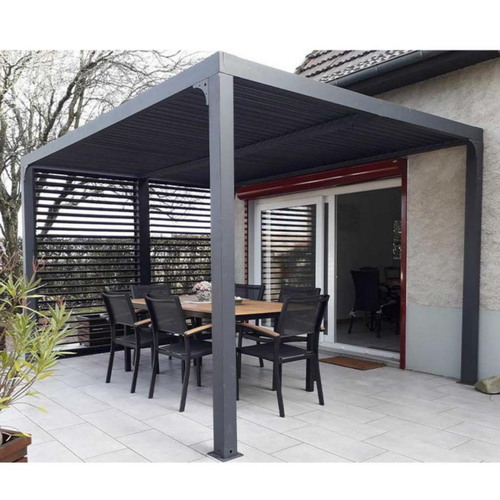Visuel 2 du produit Pergola bioclimatique coloris gris en aluminium - 3,6 x 3 m