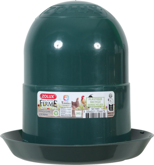 Visuel 1 du produit Mangeoire pour basse-cour en plastique recyclé coloris vert Zolux Ma petite ferme - 2 kg