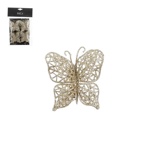 Visuel 1 du produit Ensemble de 4 clips papillon champagne - Ø 7 x H 2 cm