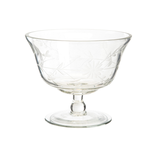 Visuel 1 du produit Coupe à glace en verre transparent motif fleurs gravées - 11 x 13,5 cm