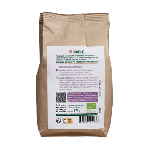 Visuel 2 du produit Protéines de soja bio en gros morceaux - 175 gr
