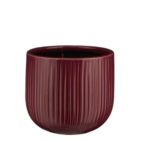 Visuel 1 du produit Pot rond cannelé coloris violet Pablo - 16 x Ø 18 cm