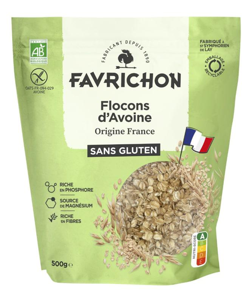 Visuel 1 du produit Flocons d'avoine sans gluten bio Favrichon - 500 g