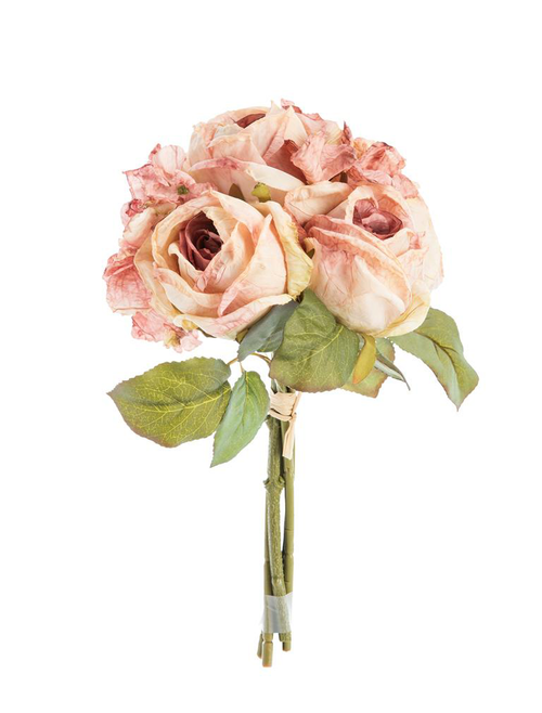 Visuel 1 du produit Fleur artificielle en papier bouquet de roses coloris rose - H 30 cm