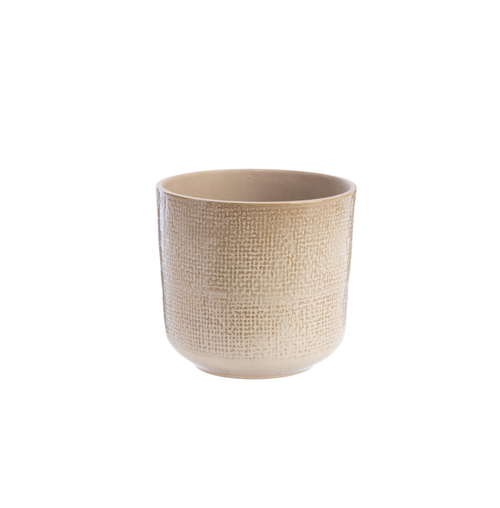 Visuel 1 du produit Cache-pot en céramique coloris jute crème Sandstone – 16,5 x 16 cm