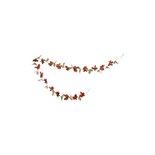 Visuel 1 du produit Guirlande de poinsettias en polyester rouge - 11 x 7 x 270 cm
