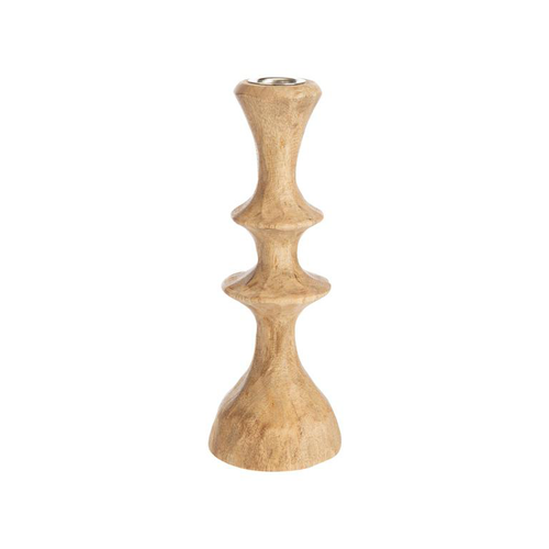 Visuel 1 du produit Chandelier en bois de manguier naturel pour bougie flambeau - Ø 7,3 x H 19,5 cm