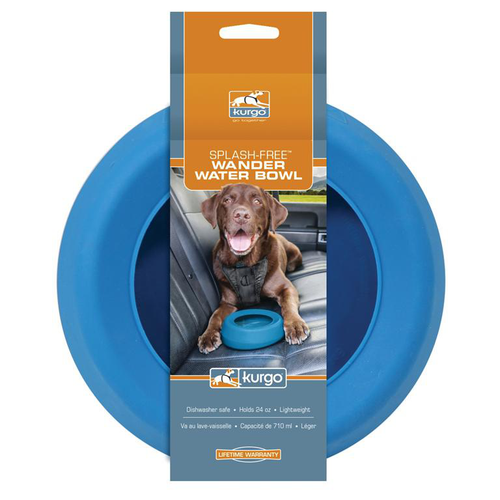 Visuel 2 du produit Bol anti-débordement pour chien coloris bleu Kurgo Splash - 22,8 x 18 x 7,6 cm