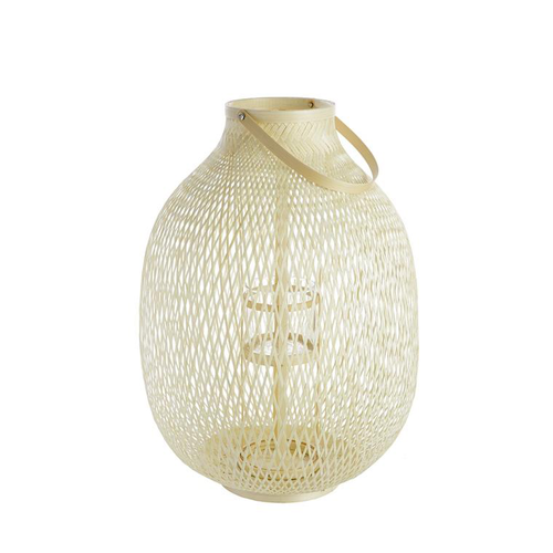 Visuel 1 du produit Lanterne amphore coloris blanc en bambou blanchi- 36 x 36 x 50 cm