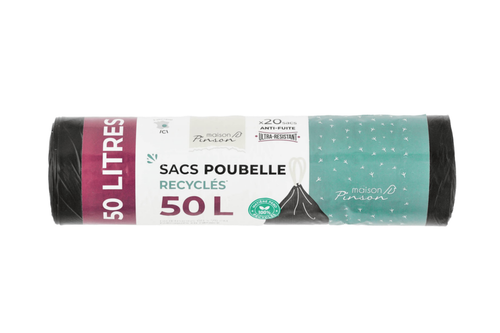 Visuel 1 du produit Sacs poubelle recycles anti-fuite avec liens coulissants coloris noir Maison Pinson - 20 x 50 L