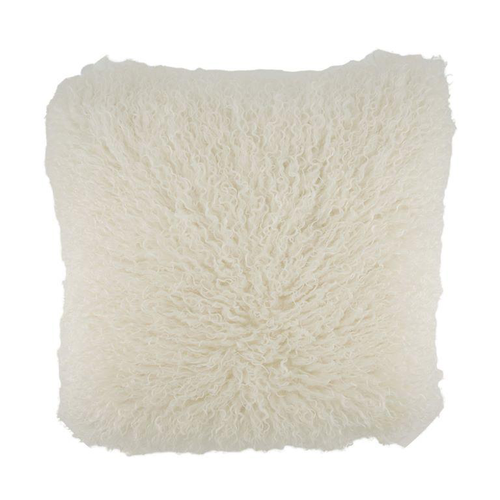 Visuel 1 du produit Coussin blanc en polyester imitation fausse fourrure - 45 x 45 x 12 cm