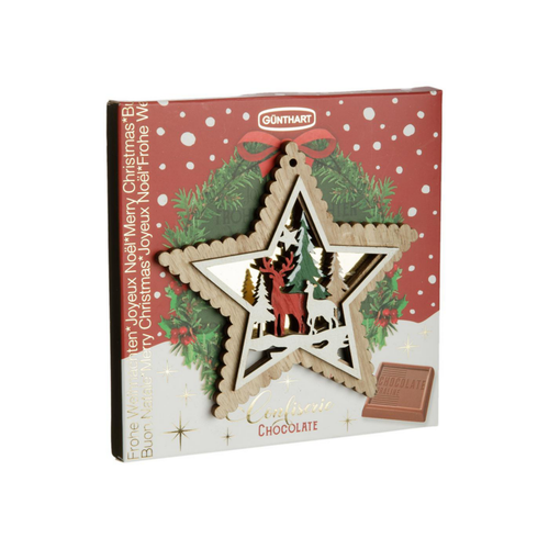 Visuel 2 du produit Étui de Noël avec du chocolat motif étoile de Noël France Décor - 75 g