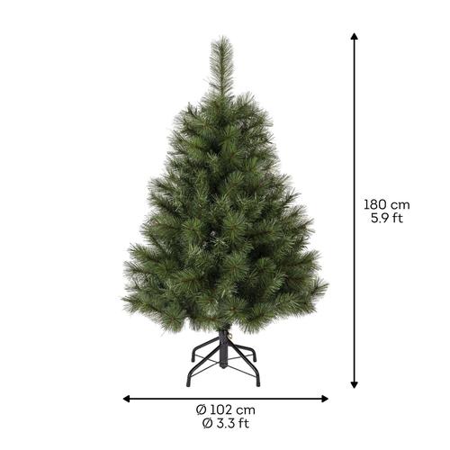 Visuel 4 du produit Sapin de Noël artificiel vert 36 branches avec pied en métal Ø 46 cm Ontario - Ø 102 x H 180 cm