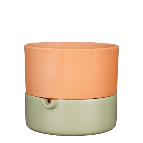 Visuel 1 du produit Cache-pot auto arrosant coloris vert en terre cuite Venna Mica Decorations - 20,5 x Ø 24 cm