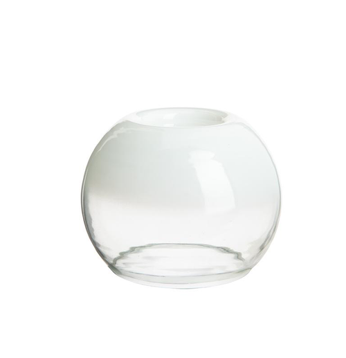 Visuel 1 du produit Porte bougie boule coloris blanc en verre - 9 x 11 cm