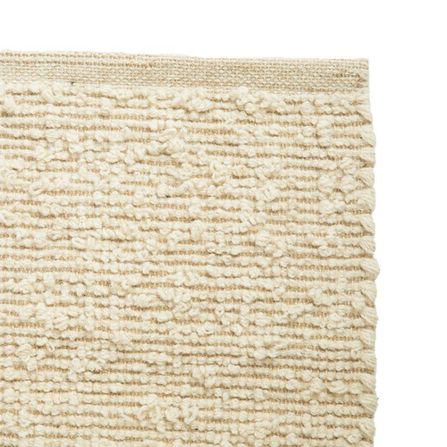 Visuel 2 du produit Tapis décoratif carreaux bicolore coloris beige en laine - 60 x 90 cm