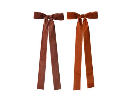 Visuel 1 du produit Ensemble de 3 nœuds longs en velours coloris chaud - 16 x 40 cm