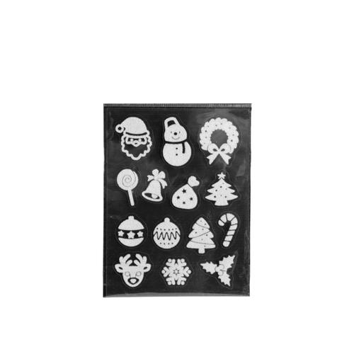 Visuel 1 du produit Décoration de Noël stickers floqués sujets en PVC coloris blanc - x 14