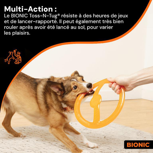 Visuel 5 du produit Jouet pour chien en caoutchouc coloris orange anneau Bionic Toss-N-Tug