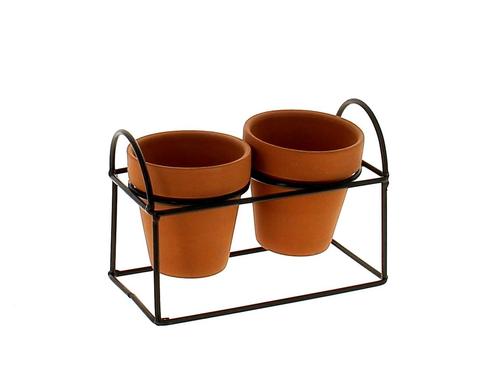Visuel 1 du produit Cache-pot double sur base coloris marron Baby - Ø 6,3 x 6,5 cm