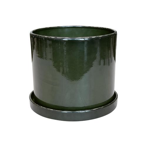 Visuel 2 du produit Pot cylindrique en métal recyclé coloris vert algue vif Upcycle Cylindre XXL - Ø 36 x H 32 cm