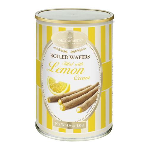 Visuel 1 du produit Gaufrettes roulées au citron en boîte métal Borgo - 135 g