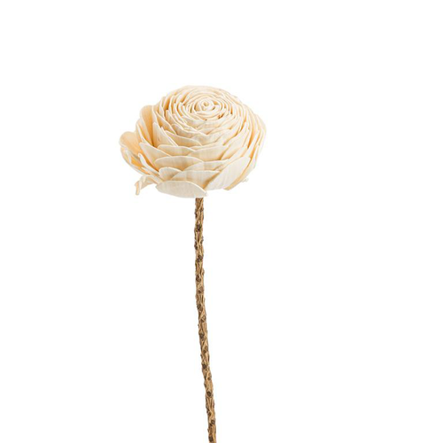 Visuel 1 du produit Fleur en bois de Sola et coco forme Gardénia - Ø 8 x H 51 cm