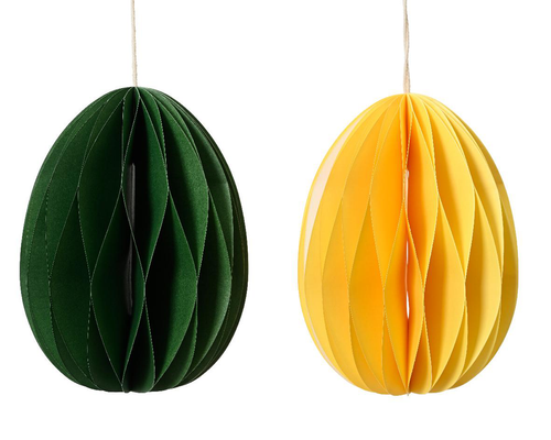 Visuel 1 du produit Œufs en papiers x 2 vert et jaune - Ø 4,5 x H 6 cm