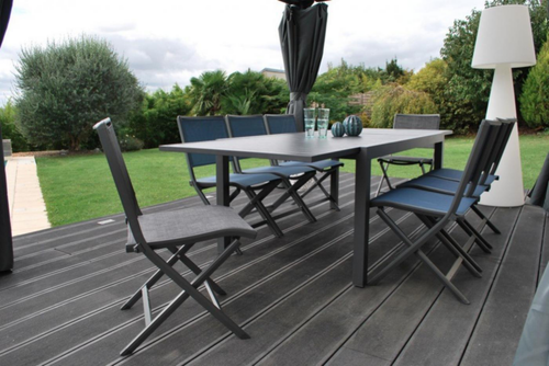Visuel 4 du produit Table de jardin extensible aluminium gravé gris mat CREADOR Lanza - L.165/261 x 100 cm