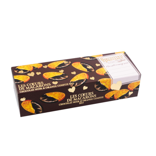 Visuel 1 du produit Macarons cœur au chocolat noir et orange confite Biscuiterie de Provence - 80 g