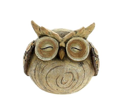 Visuel 1 du produit Hibou décoratif à poser en polyrésine marron imitation bois - 25 x 19 x 24 cm